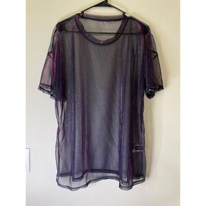 SOLD! SHEIN Black and Purple Iridescent Mesh T-Shirt